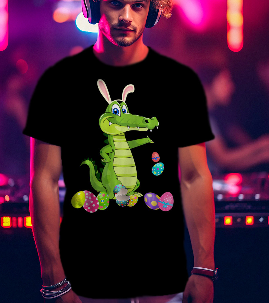 Alligator Bunny Rabbit Hat Easter Eggs T-Shirt