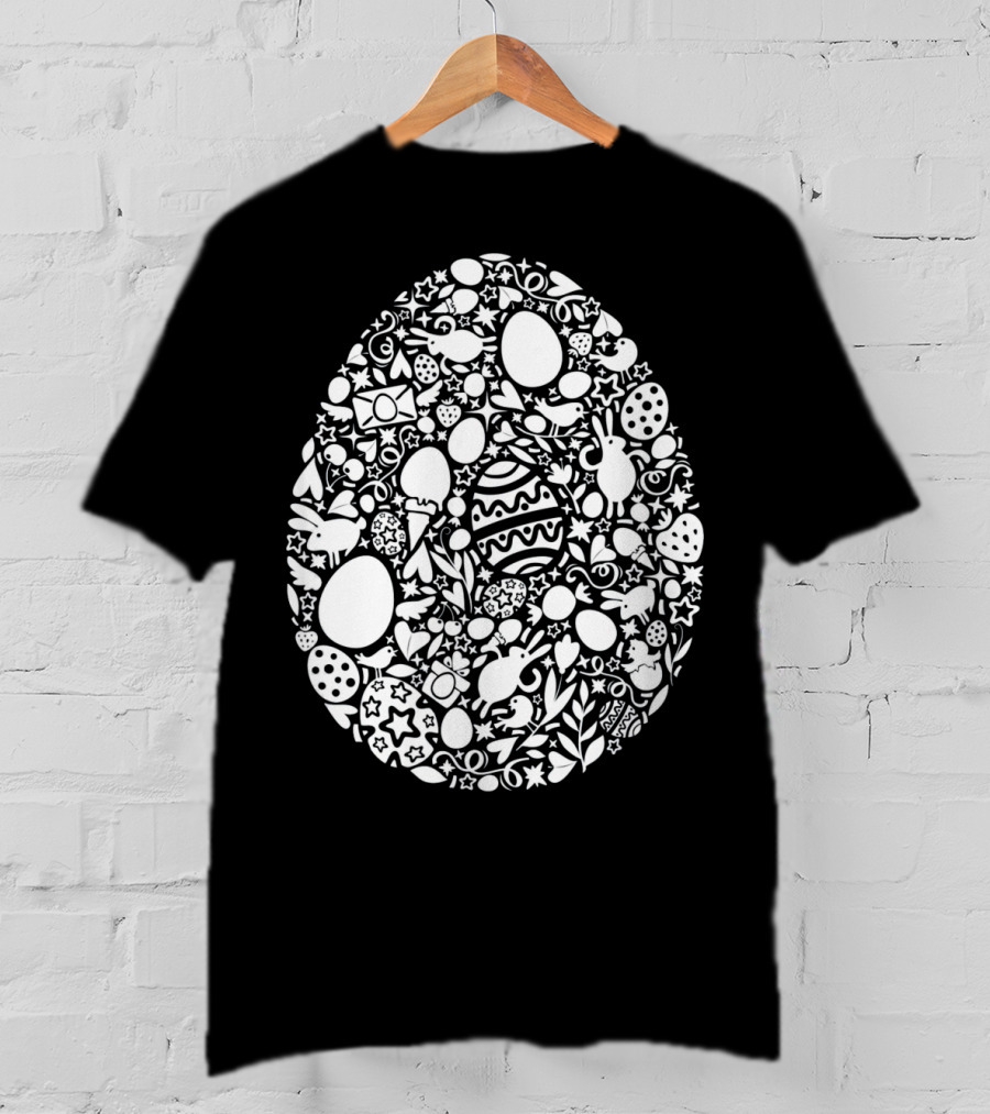 Easter Egg Hunt Pattern With Rabbits And Spring Symbols T-Shirt