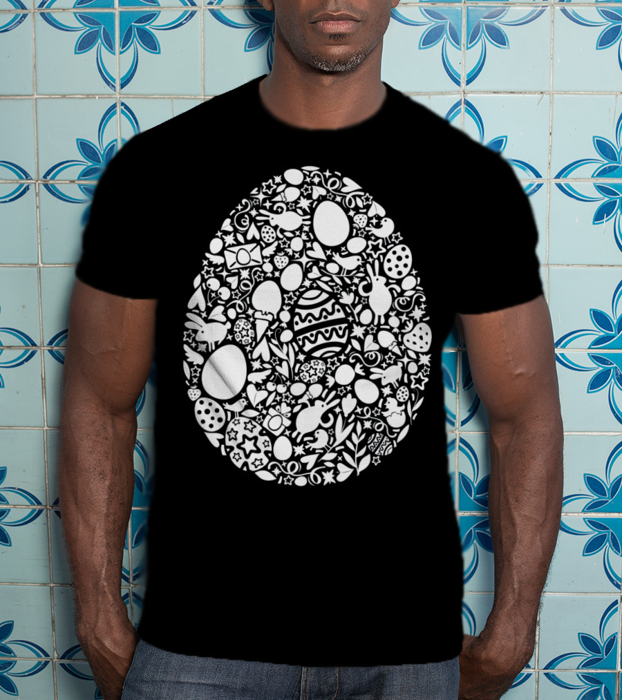 Easter Egg Hunt Pattern With Rabbits And Spring Symbols T-Shirt