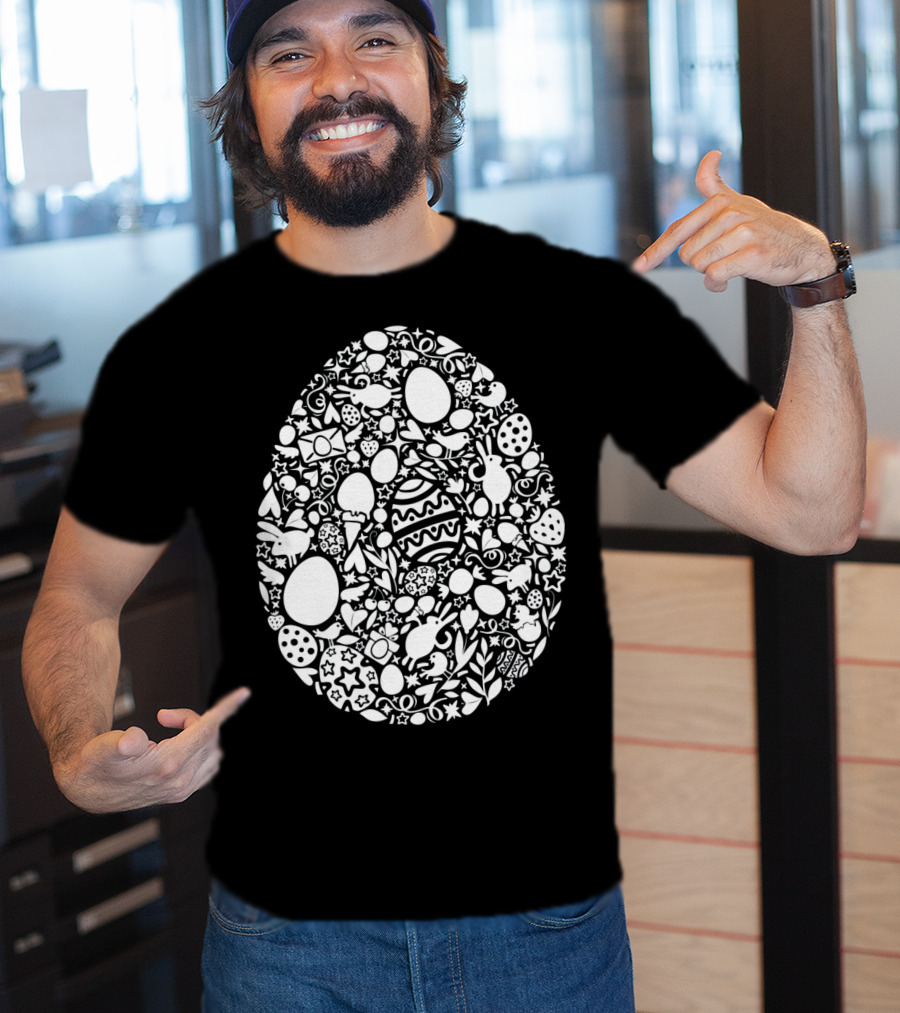 Easter Egg Hunt Pattern With Rabbits And Spring Symbols T-Shirt