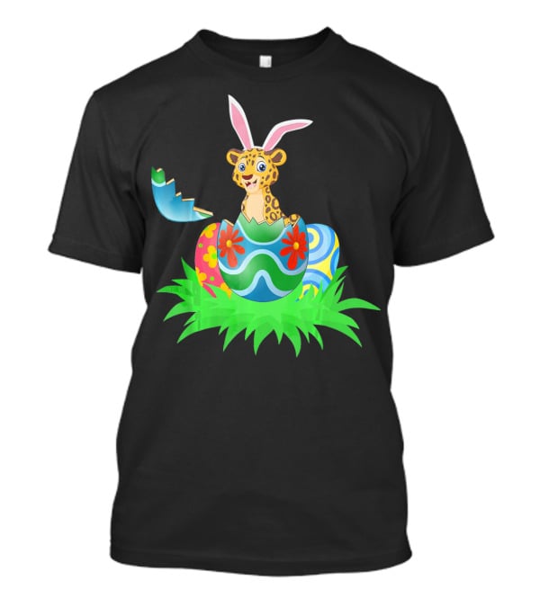 Easter Leopard With Bunny Ears In Colorful Easter Egg T-Shirt