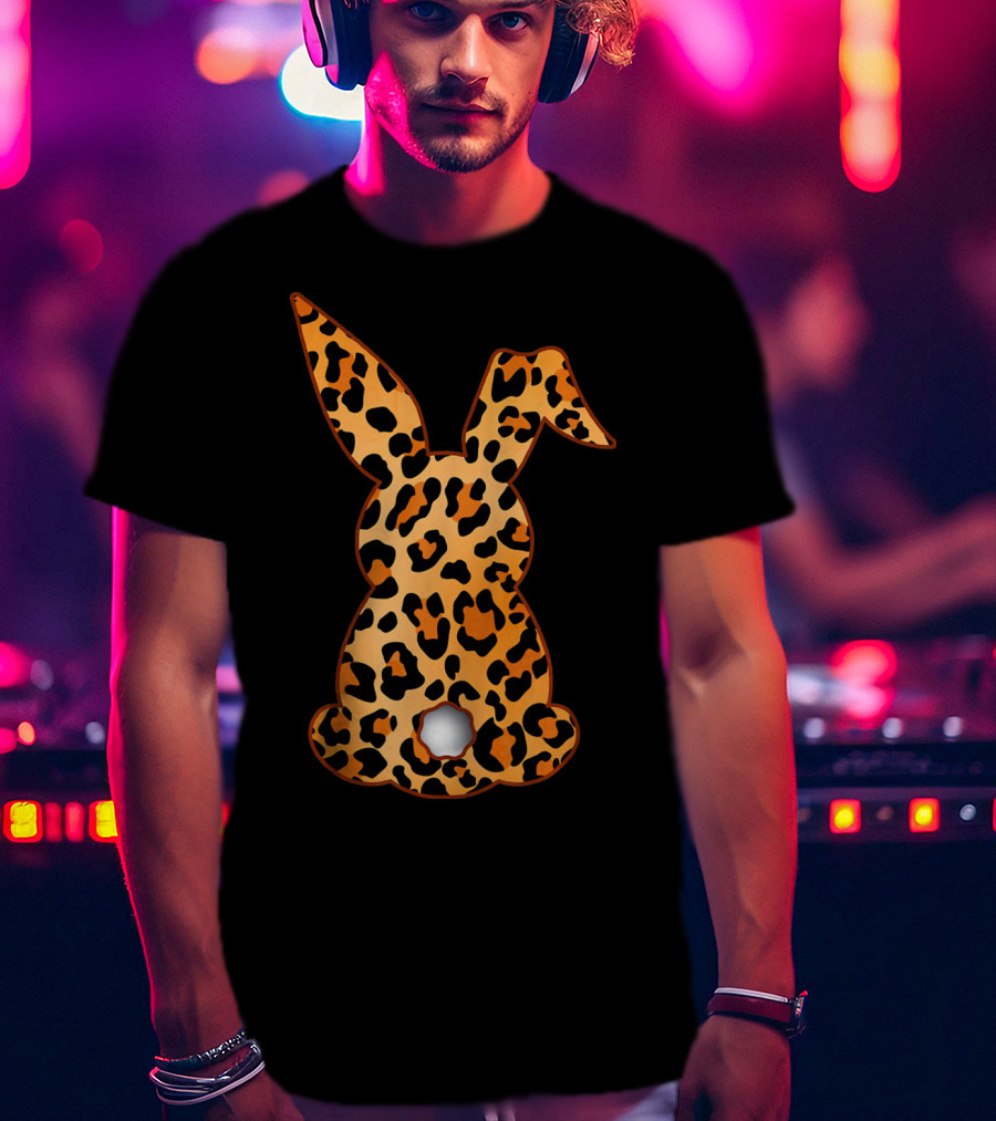 Bunny Leopard Print Floral Pattern Rabbit T-Shirt