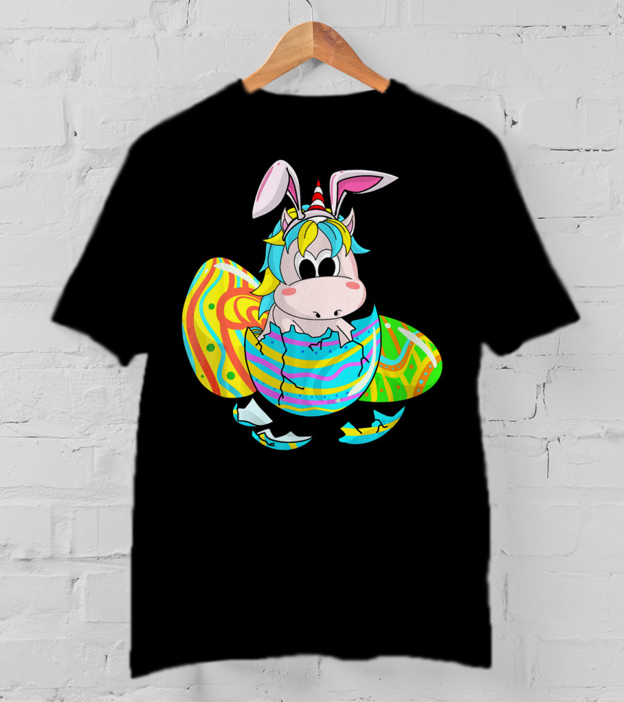 Easter Sunday Unicorn Bunnicorn In Colorful Eggshell T-Shirt