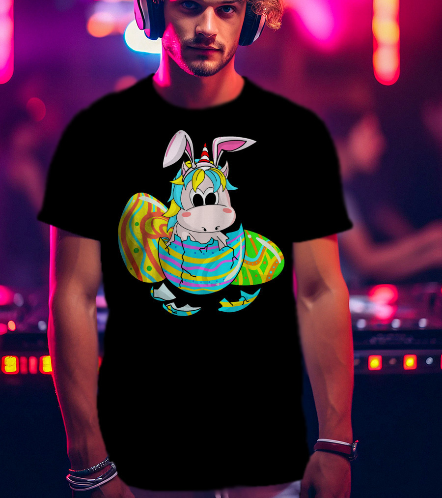 Easter Sunday Unicorn Bunnicorn In Colorful Eggshell T-Shirt