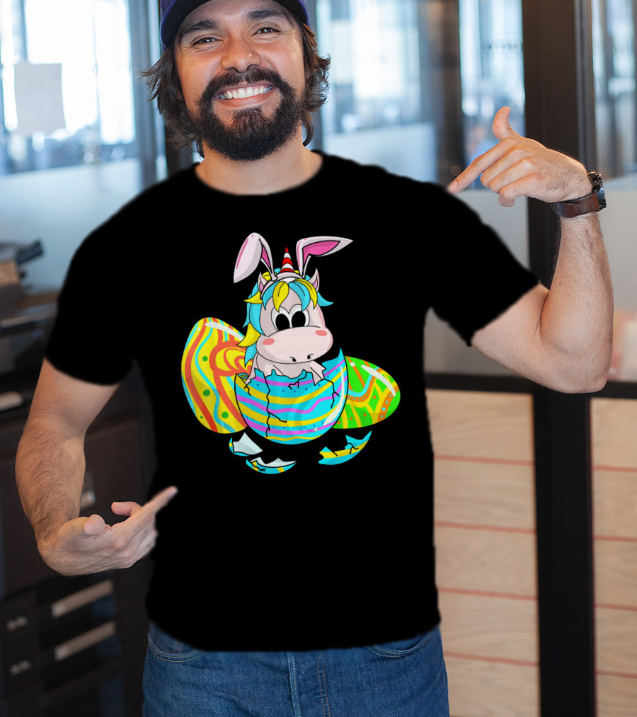 Easter Sunday Unicorn Bunnicorn In Colorful Eggshell T-Shirt