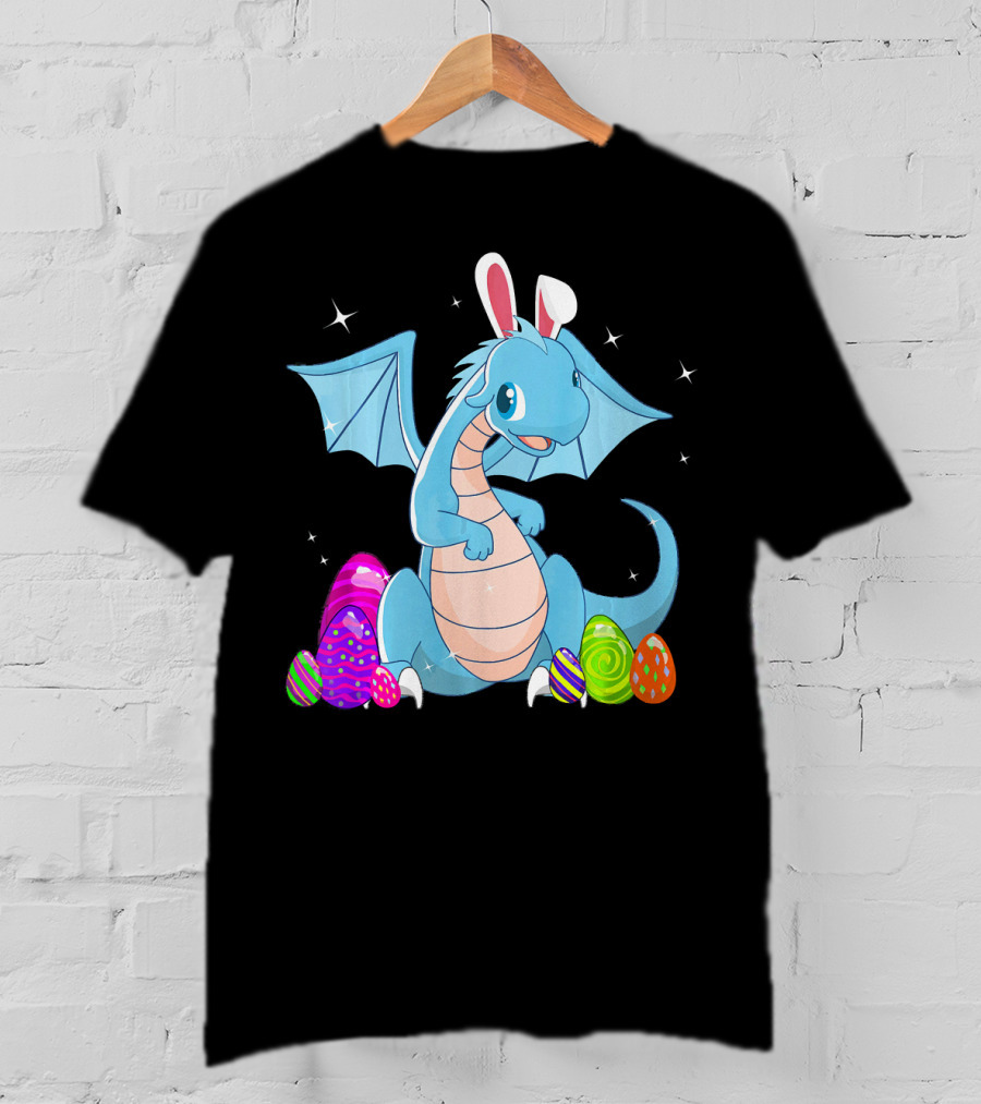 Easter Dragon Bunny Ears With Colorful Eggs T-Shirt