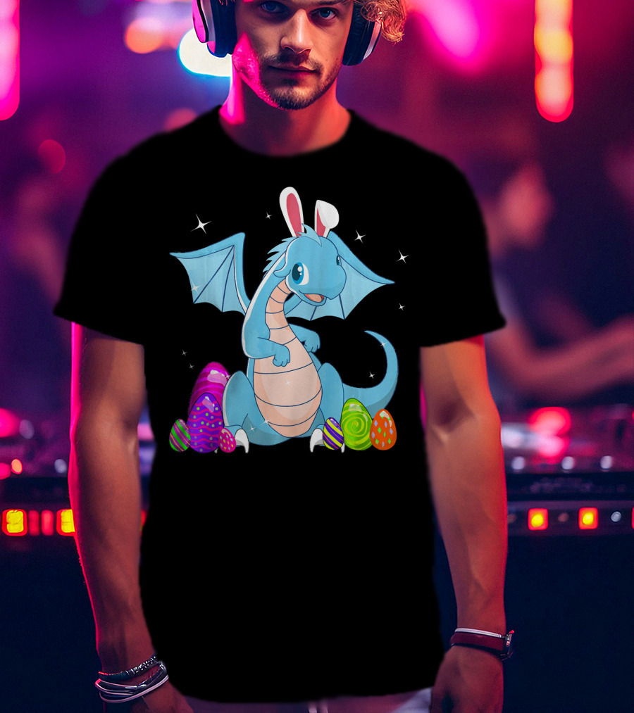 Easter Dragon Bunny Ears With Colorful Eggs T-Shirt