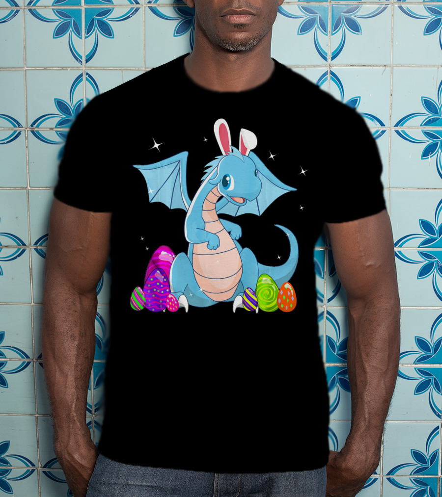 Easter Dragon Bunny Ears With Colorful Eggs T-Shirt