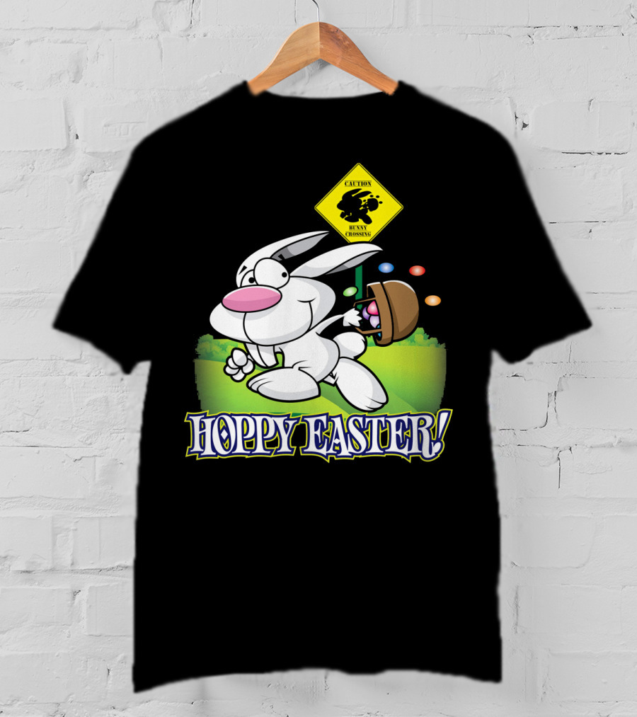 Caution Bunny Crossing Cute Funny Easter Bunny Hoppy Easter T-Shirt