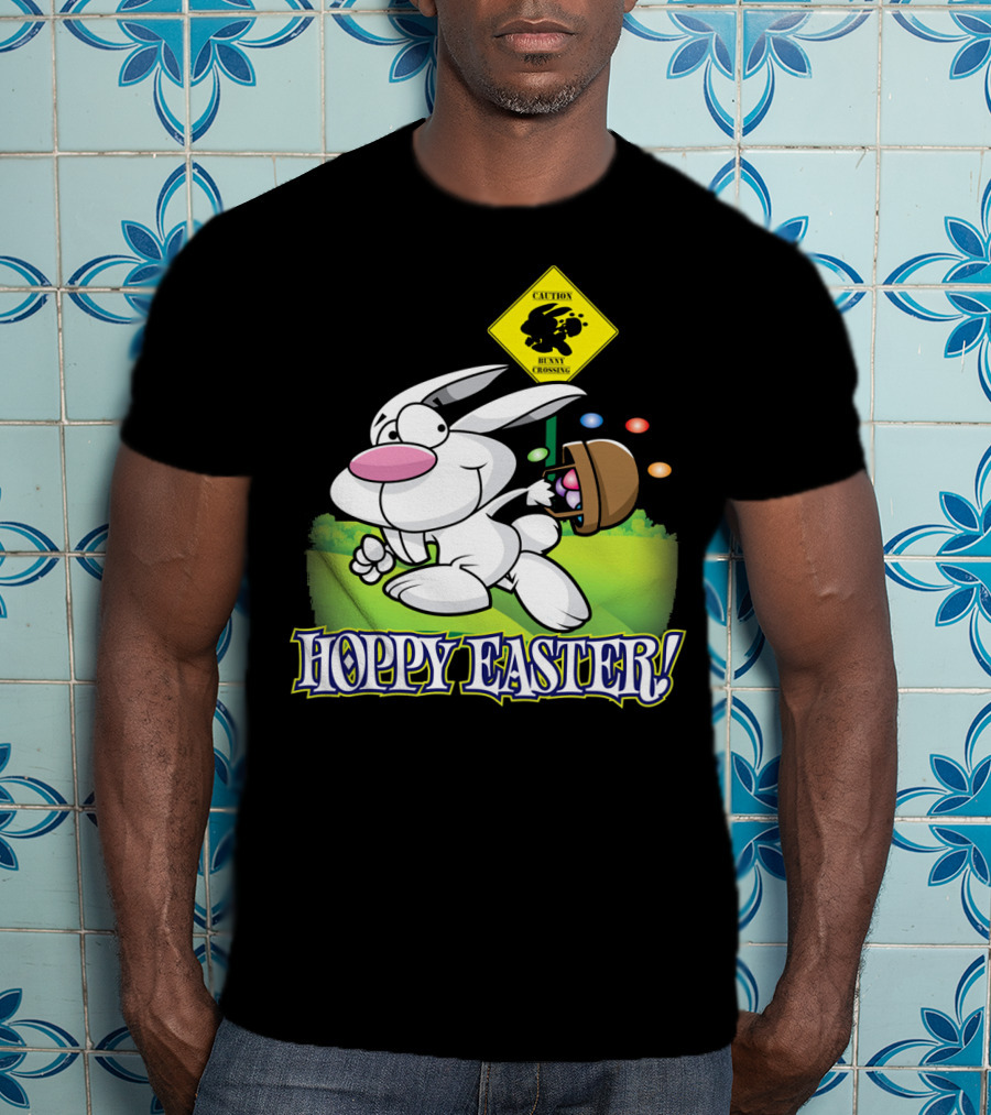 Caution Bunny Crossing Cute Funny Easter Bunny Hoppy Easter T-Shirt