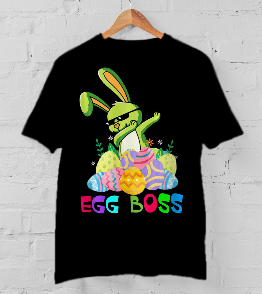 Egg Boss Dabbing Easter Bunny With Colorful Eggs T-Shirt