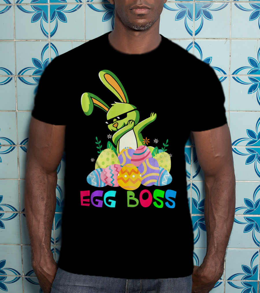 Egg Boss Dabbing Easter Bunny With Colorful Eggs T-Shirt