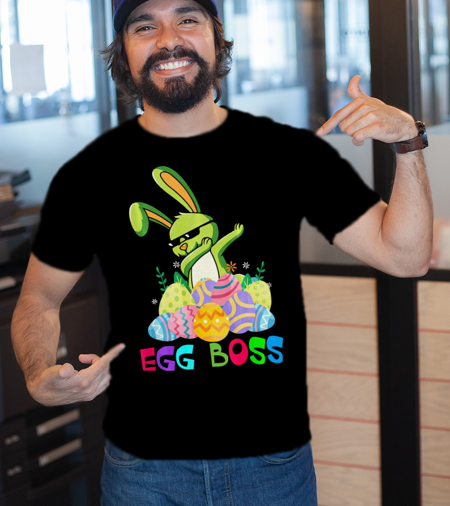 Egg Boss Dabbing Easter Bunny With Colorful Eggs T-Shirt