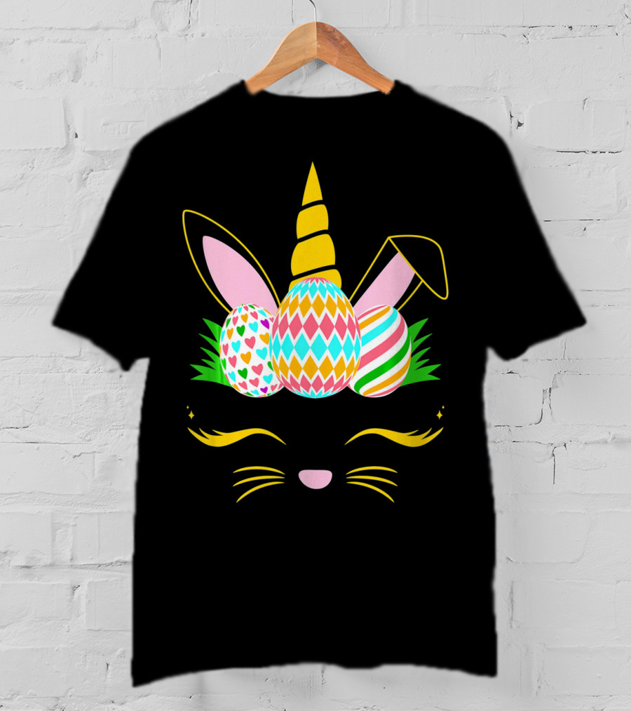 Girls Easter Bunny Rabbit Unicorn Colorful Egg Bunnic T-Shirt