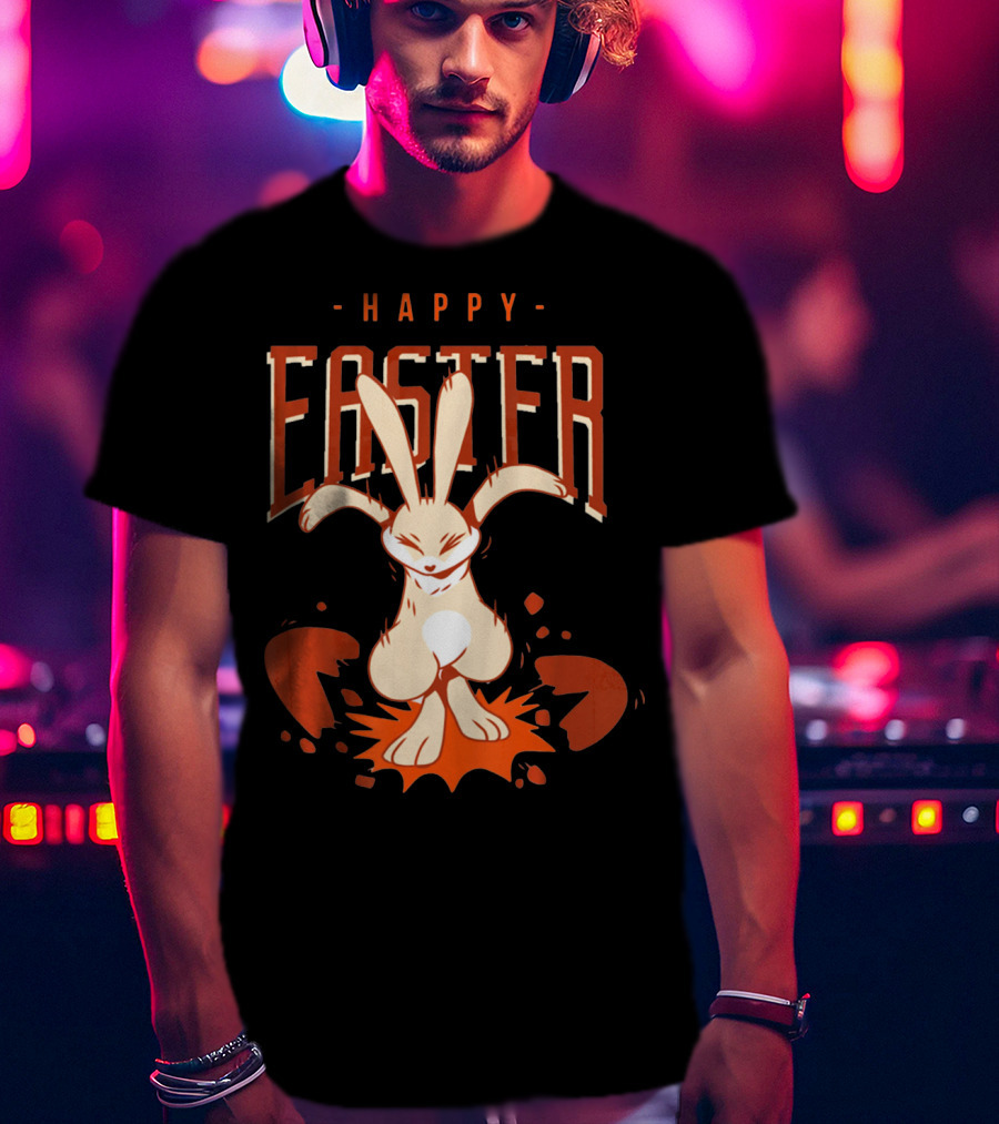 Happy Easter Bunny With Cracked Egg T-Shirt