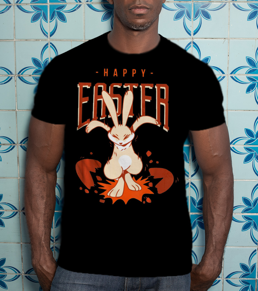 Happy Easter Bunny With Cracked Egg T-Shirt