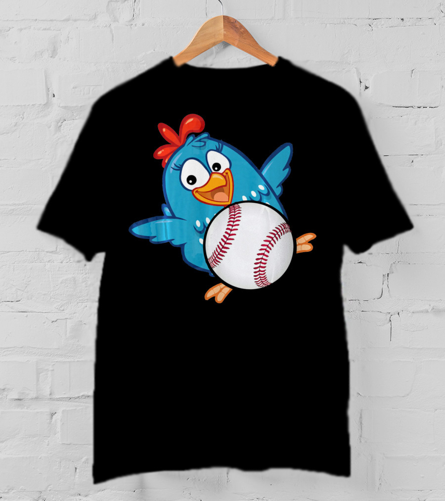 Easter Baseball Egg With Funny Blue Chicken T-Shirt