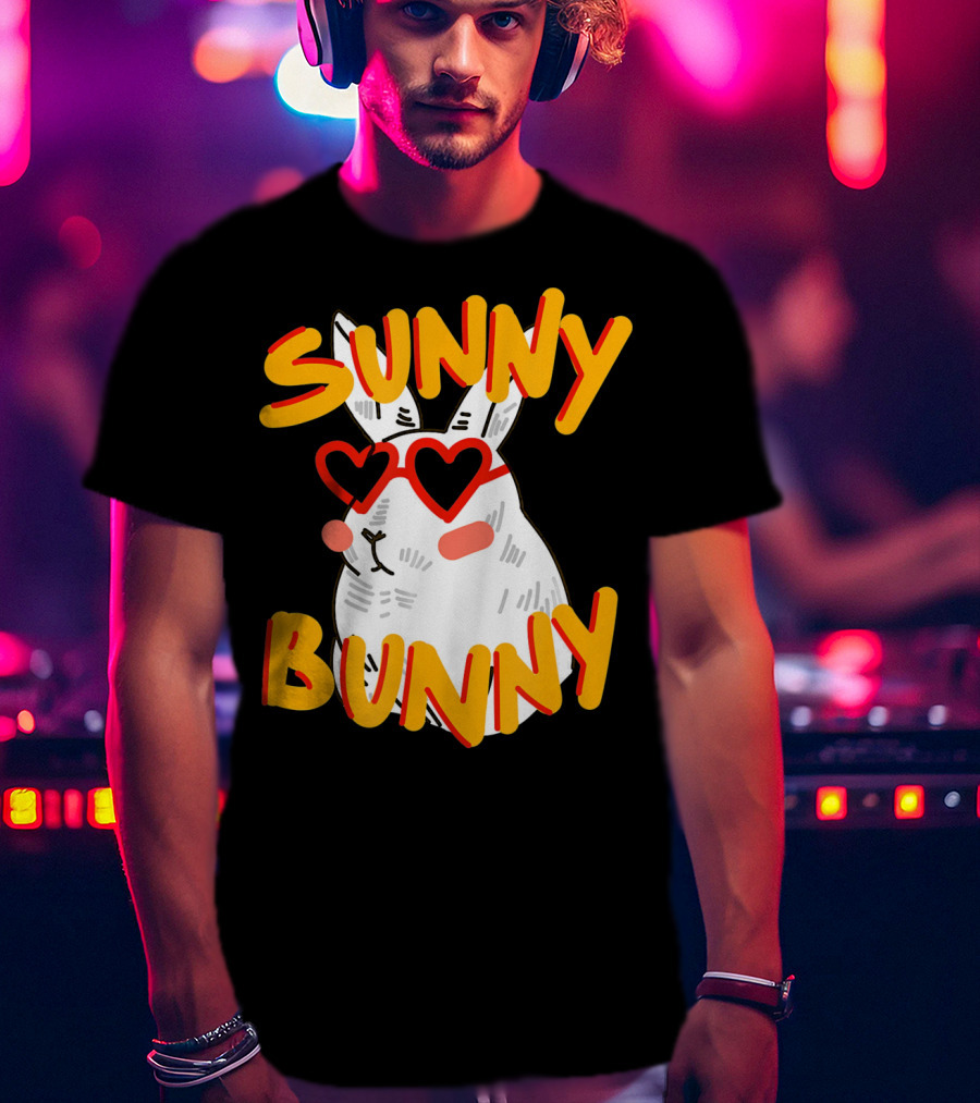SUNNY BUNNY Cute Happy Easter Heartglass T-Shirt
