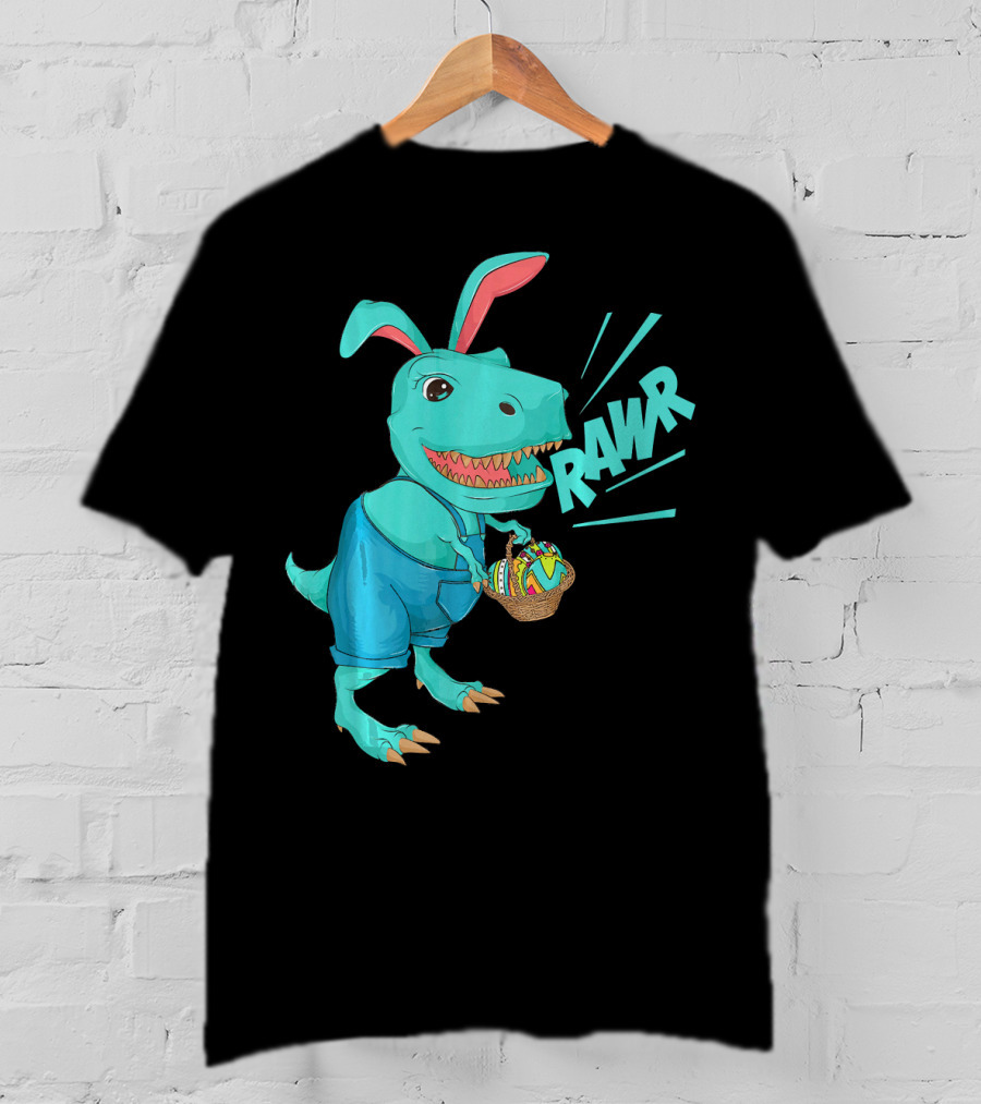 Rawr Dinosaur Easter Bunny Lovers Cute Basket T-Shirt