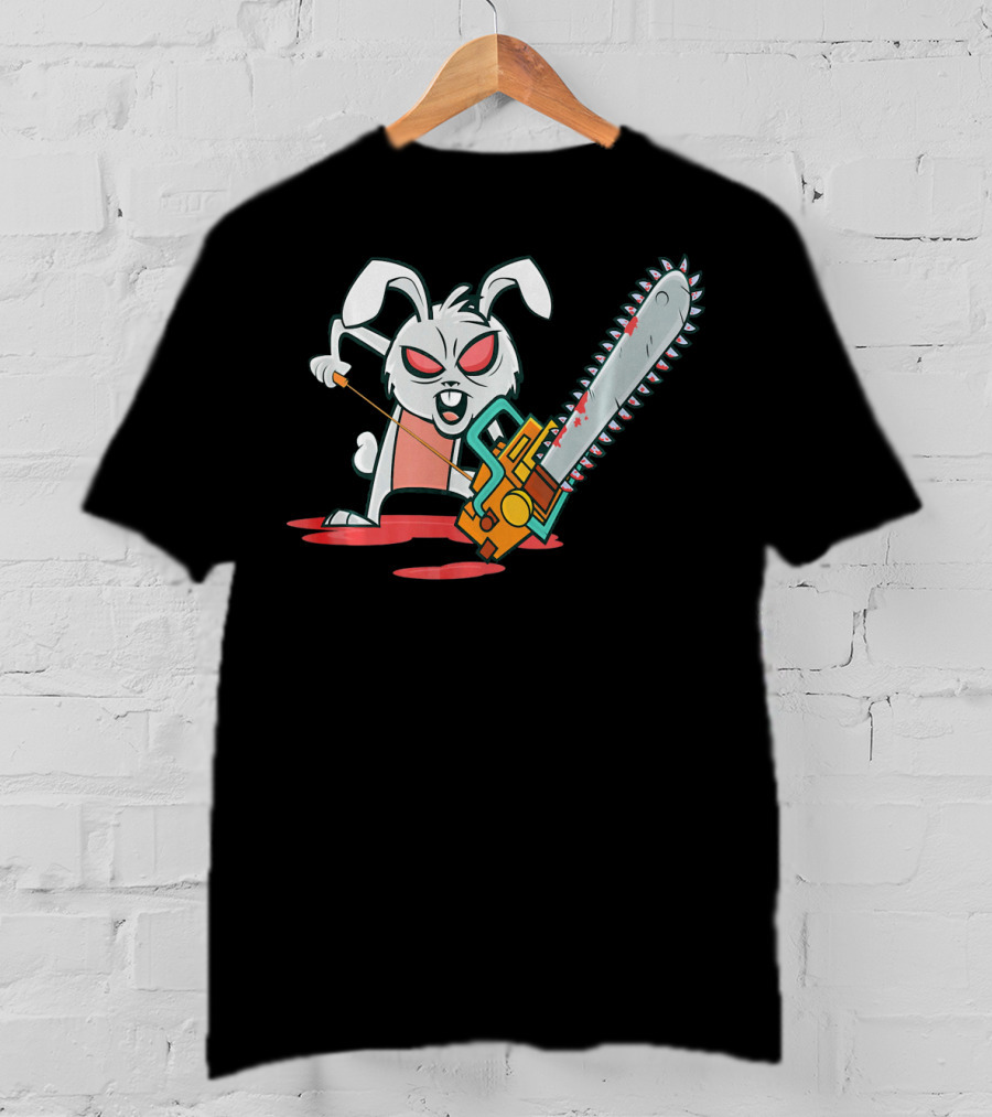 Crazy Easter Bunny With Chain Saw Super Blood T-Shirt