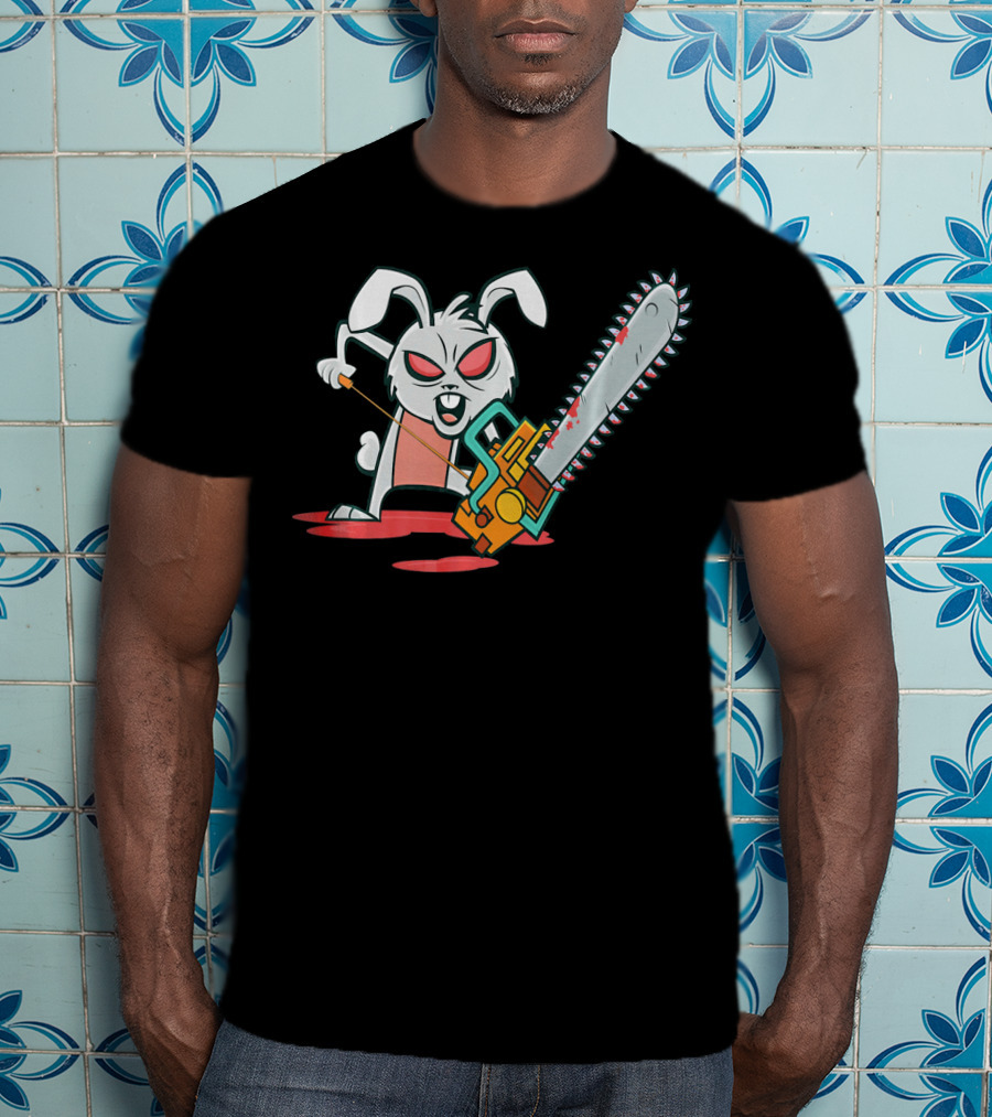Crazy Easter Bunny With Chain Saw Super Blood T-Shirt