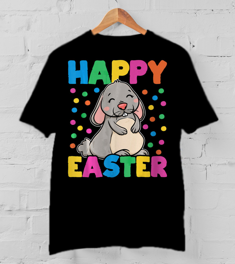 Happy Easter Bunny With Colorful Dots T-Shirt