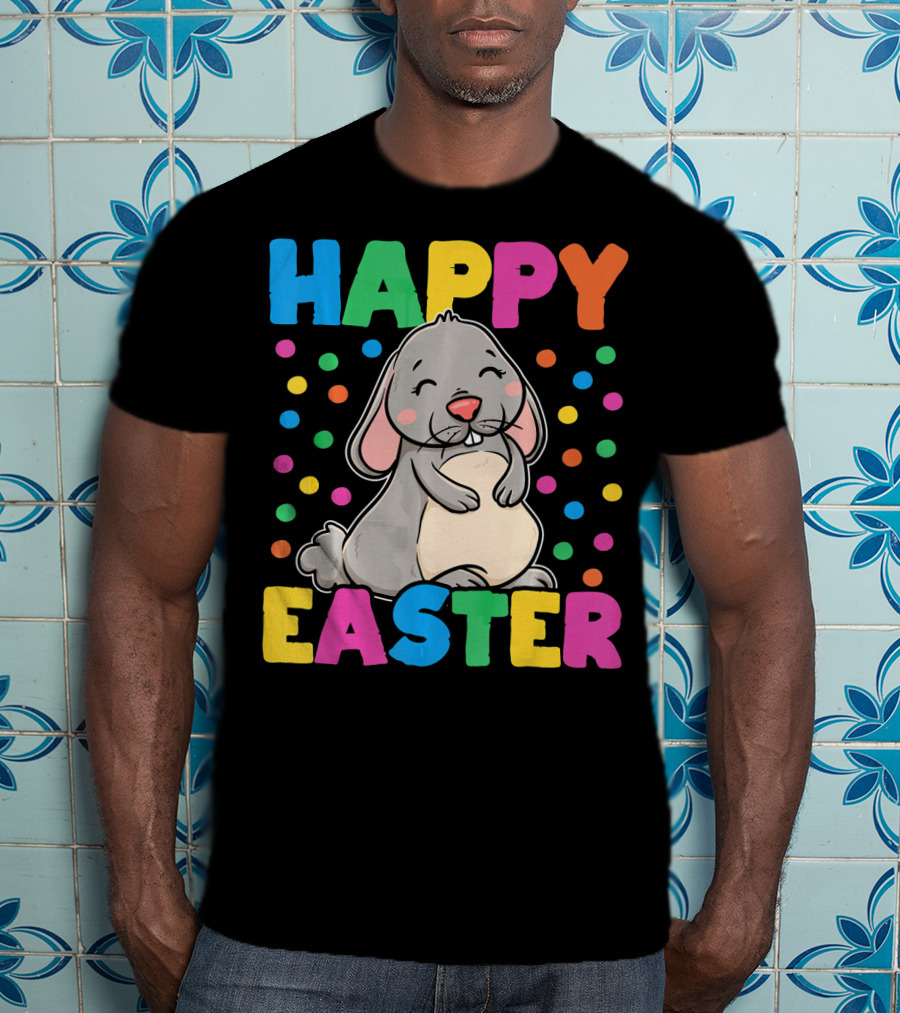 Happy Easter Bunny With Colorful Dots T-Shirt