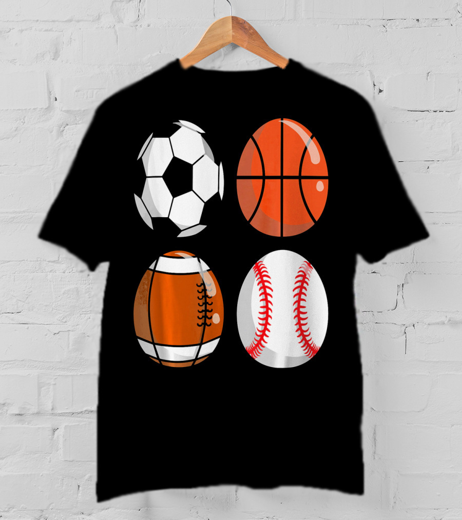 Easter Eggs Football Rugby Basketball Baseball Soccer T-Shirt