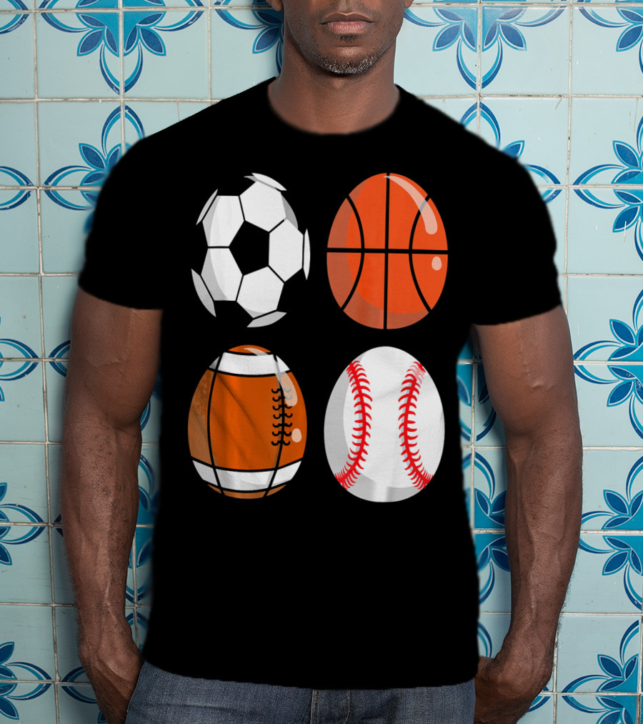 Easter Eggs Football Rugby Basketball Baseball Soccer T-Shirt