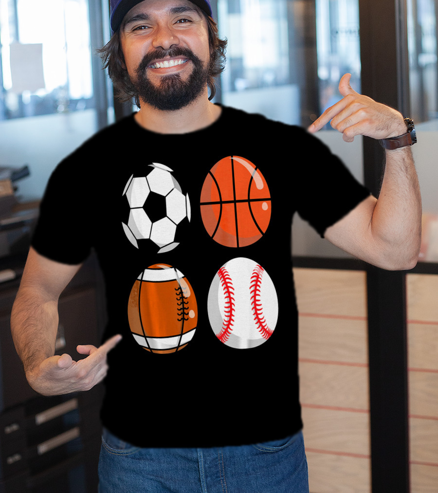 Easter Eggs Football Rugby Basketball Baseball Soccer T-Shirt