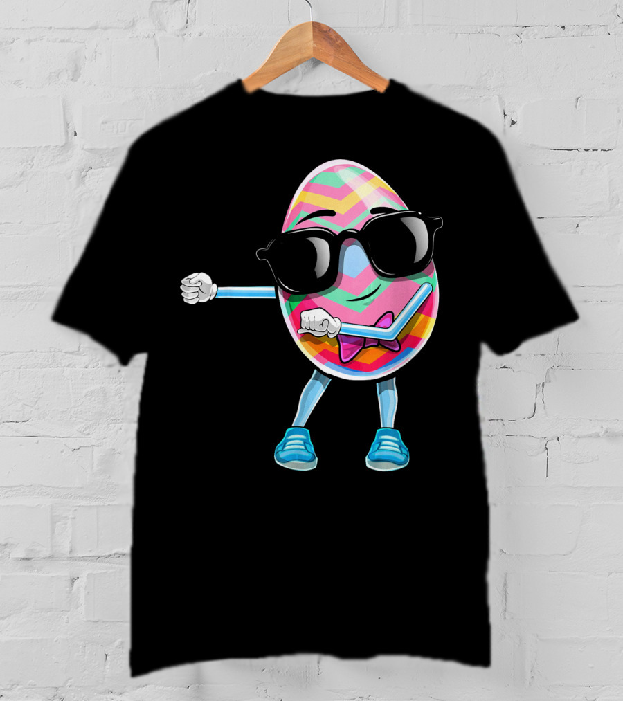 Flossing Easter Egg Kids Funny Dance With Sunglasses T-Shirt