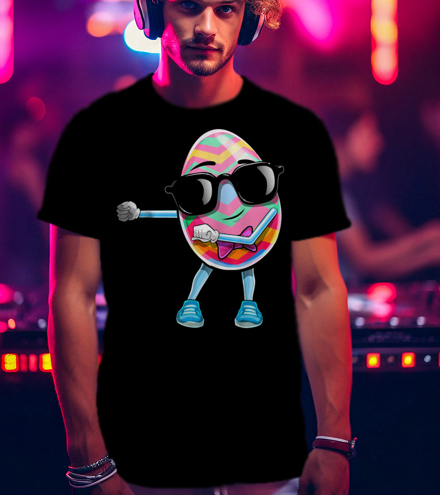 Flossing Easter Egg Kids Funny Dance With Sunglasses T-Shirt