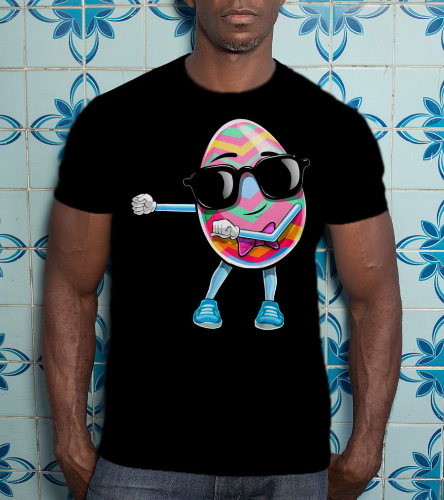 Flossing Easter Egg Kids Funny Dance With Sunglasses T-Shirt