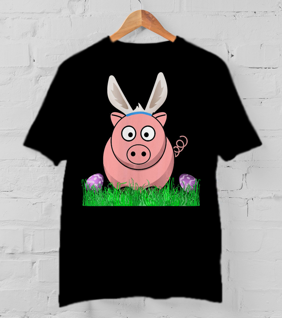 Easter Bunny Piglet With Eggs And Grass T-Shirt