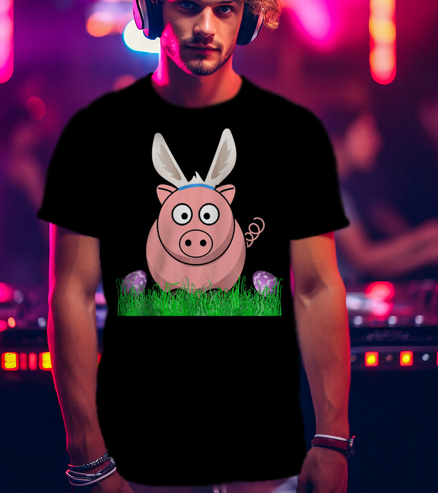 Easter Bunny Piglet With Eggs And Grass T-Shirt
