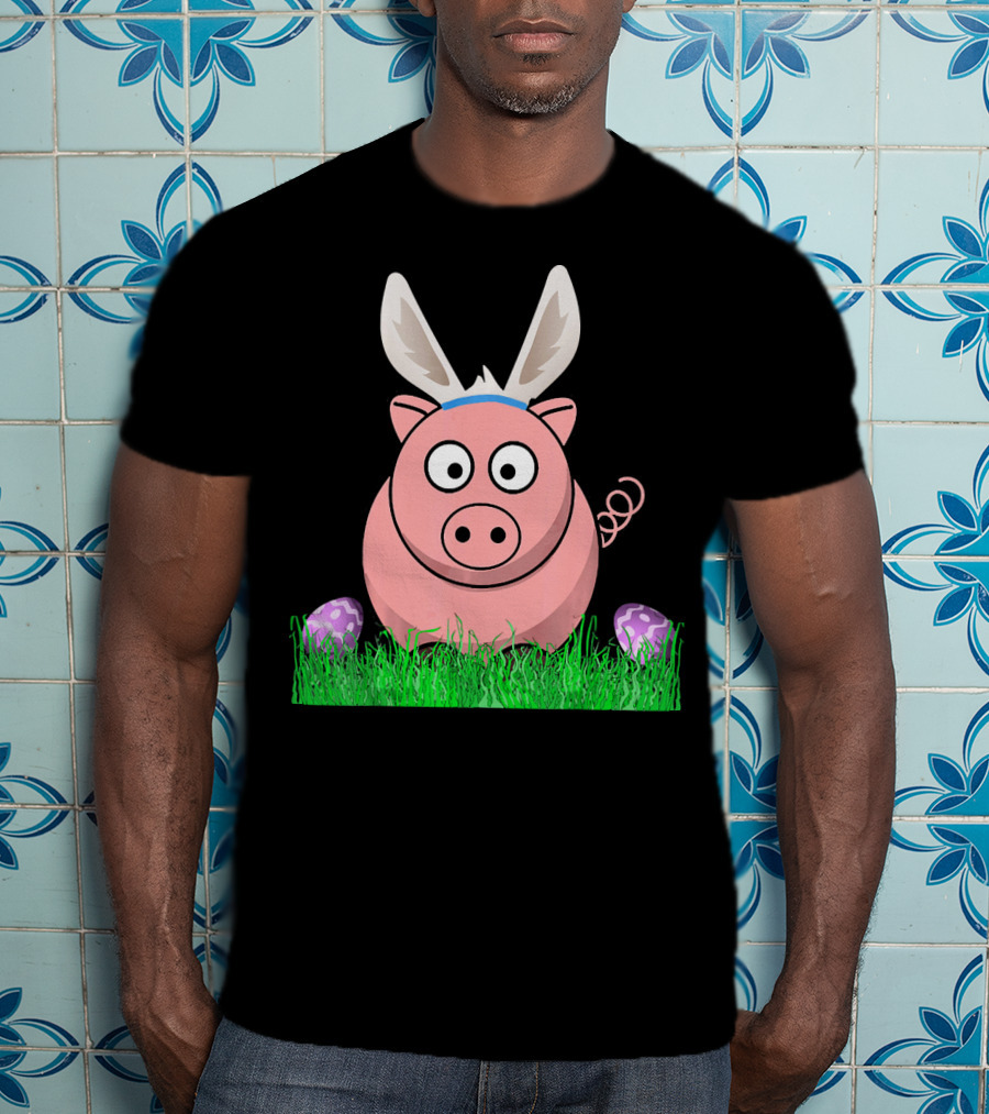 Easter Bunny Piglet With Eggs And Grass T-Shirt