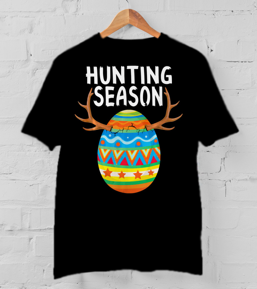 Hunting Season Easter Egg With Antlers T-Shirt