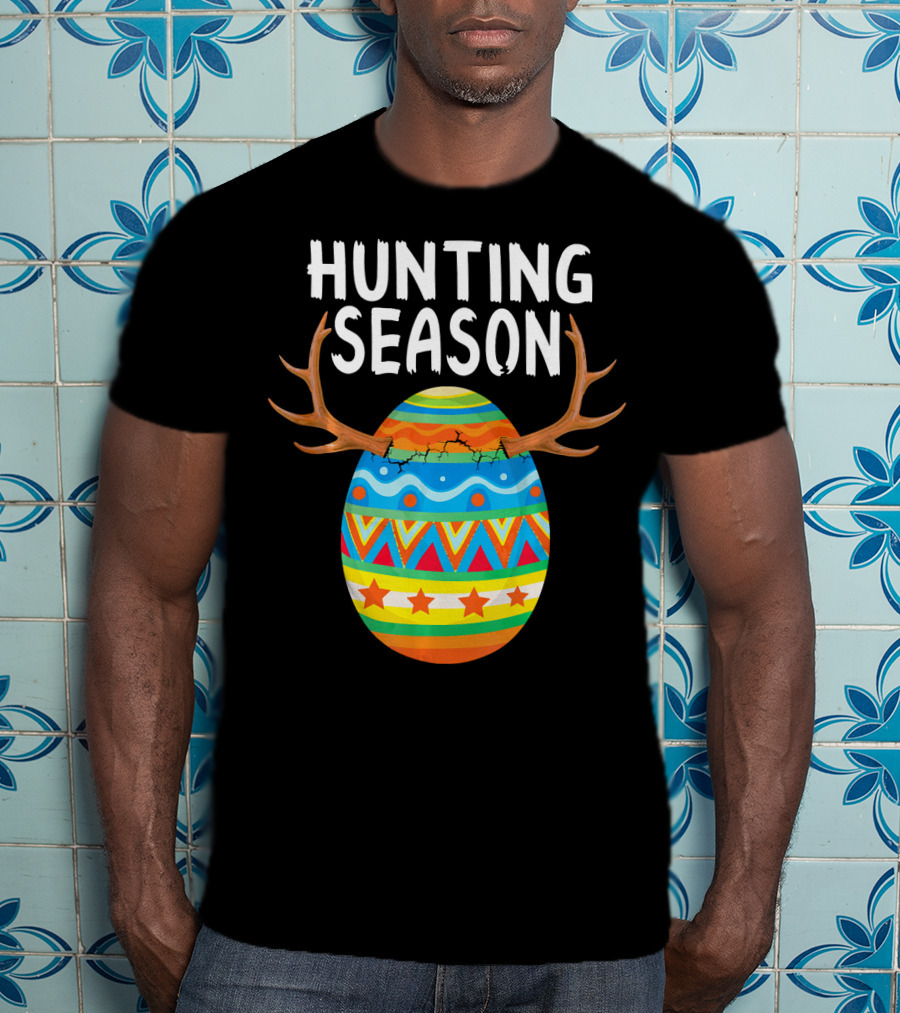 Hunting Season Easter Egg With Antlers T-Shirt