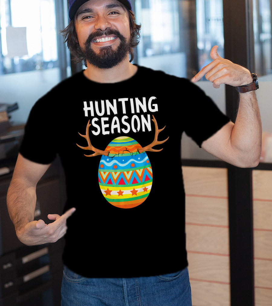 Hunting Season Easter Egg With Antlers T-Shirt