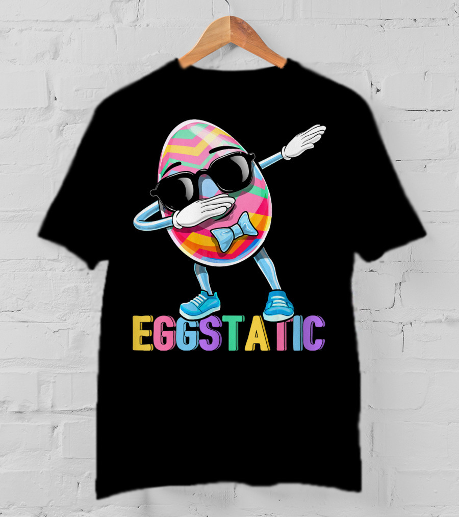 Eggstatic Colorful Dabbing Sunglasses Easter Egg T-Shirt