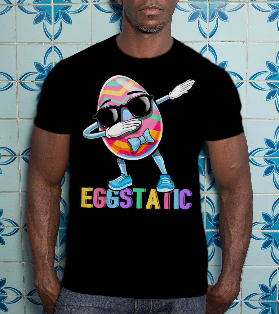 Eggstatic Colorful Dabbing Sunglasses Easter Egg T-Shirt