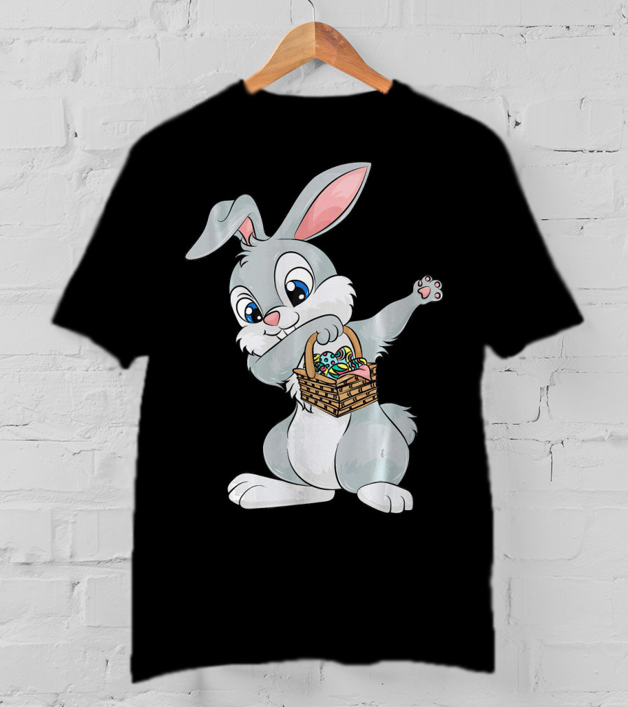 Dabbing Easter Bunny With Cute Basket Of Eggs T-Shirt