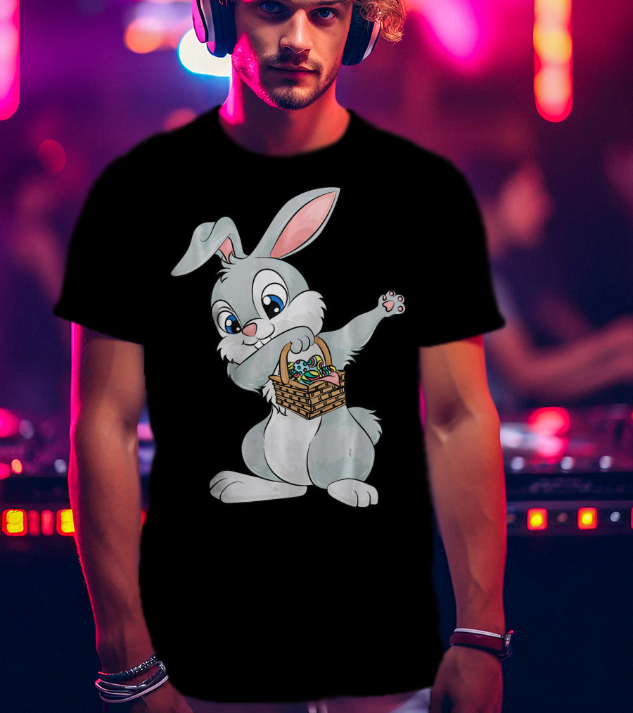 Dabbing Easter Bunny With Cute Basket Of Eggs T-Shirt