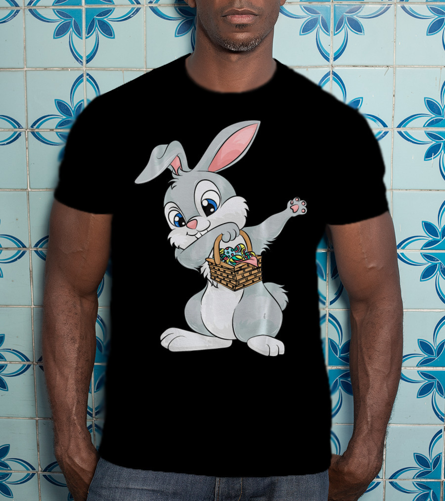 Dabbing Easter Bunny With Cute Basket Of Eggs T-Shirt