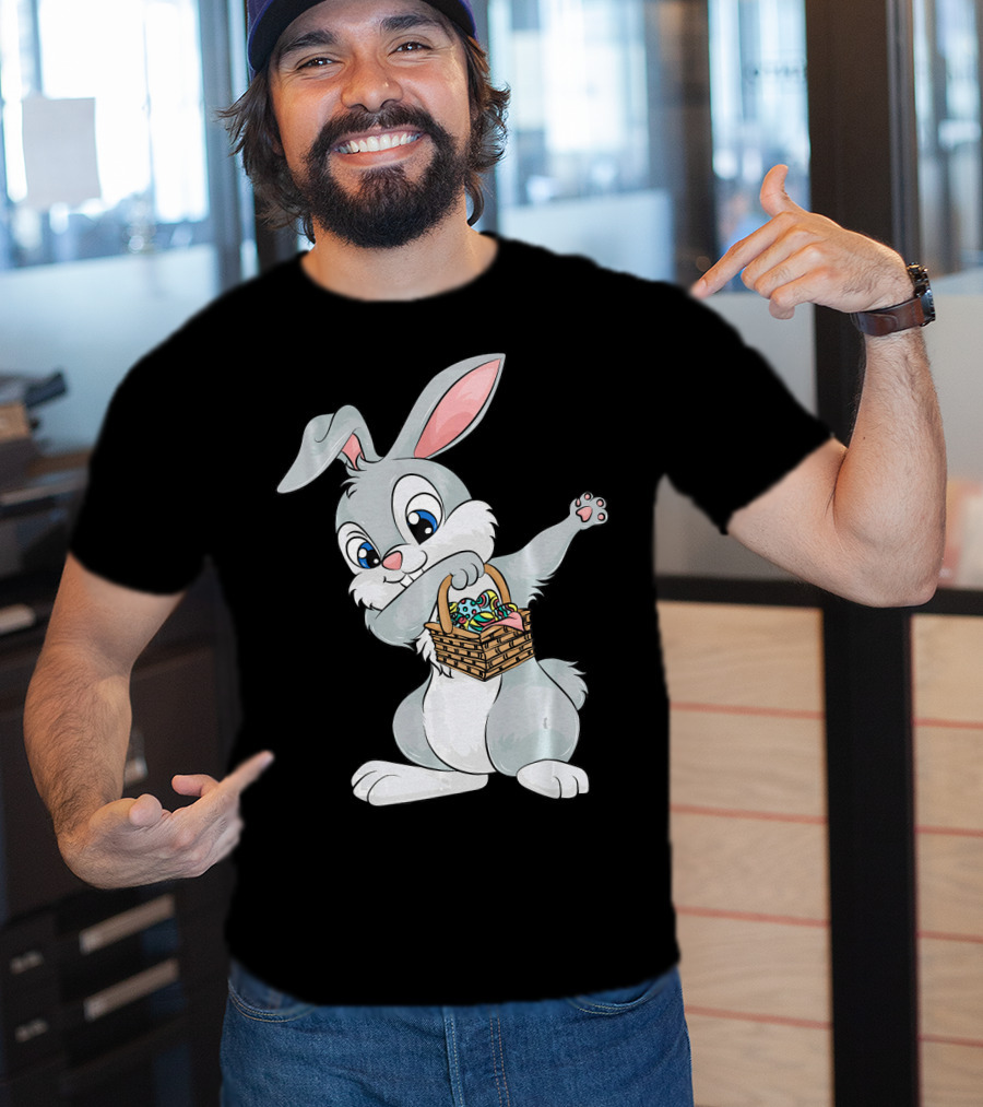 Dabbing Easter Bunny With Cute Basket Of Eggs T-Shirt