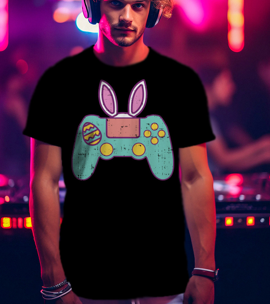 Easter Bunny Gamer Controller With Eggs Gaming Bunn T-Shirt