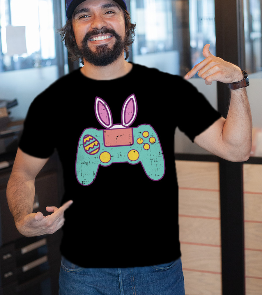 Easter Bunny Gamer Controller With Eggs Gaming Bunn T-Shirt