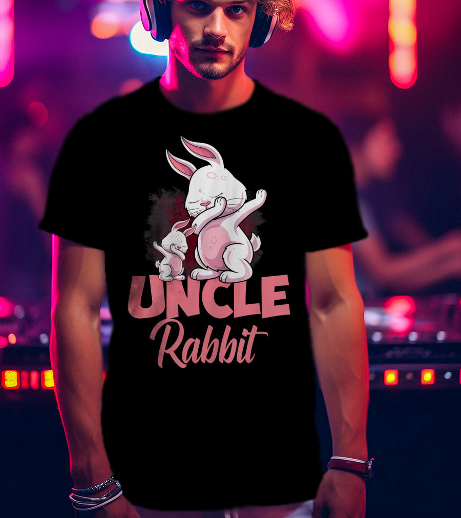 Uncle Rabbit Matching Family Bunny Playful Pink Easter T-Shirt