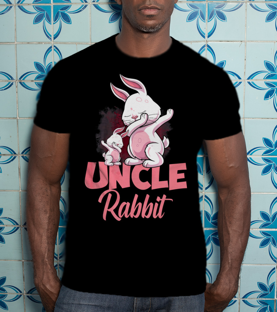 Uncle Rabbit Matching Family Bunny Playful Pink Easter T-Shirt