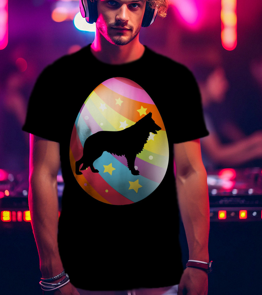 German Shepherd Rainbow Stars Easter Egg T-Shirt